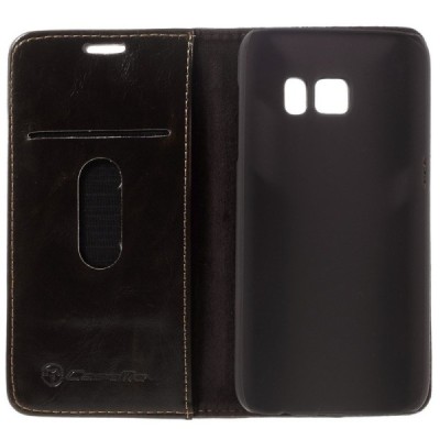 Samsung Galaxy S7 (G930) „CaseMe“ solīds atvēramais ādas brūns maciņš - maks / Vacins.lv