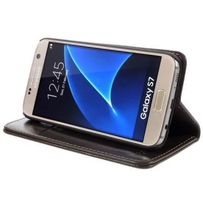 Samsung Galaxy S7 (G930) „CaseMe“ solīds atvēramais ādas brūns maciņš - maks / Vacins.lv
