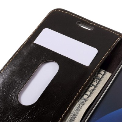 Samsung Galaxy S7 (G930) „CaseMe“ solīds atvēramais ādas brūns maciņš - maks / Vacins.lv