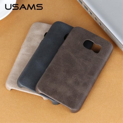 „USAMS“ Slim Leather Samsung Galaxy S7 G930F rudas odinis dėklas - nugarėlė / Priedai.lt