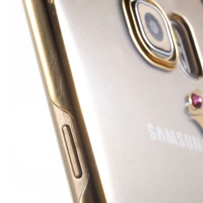 Samsung Galaxy S6 Edge (G925) Kingxbar Crystal Icon Pro Rose Swarovski plastikinis skaidrus permatomas auksinis dėklas su krista