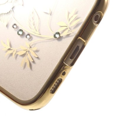 Samsung Galaxy S6 Edge (G925) Kingxbar Crystal Icon Pro Rose Swarovski plastikinis skaidrus permatomas auksinis dėklas su krista