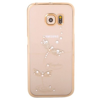 Samsung Galaxy S6 Edge elegants Kingxbar Crystal Dragonfly Swarovski dzidrs (caurspīdīgs) zelta plastmasas apvalks ar kristāliem