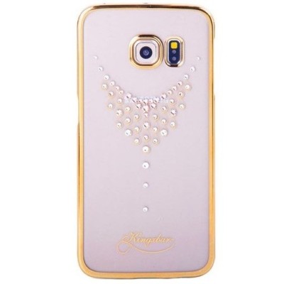 Samsung Galaxy S6 Edge (G925) Kingxbar Crystal Icon Pro Necklace Swarovski plastikinis skaidrus permatomas auksinis dėklas su kr