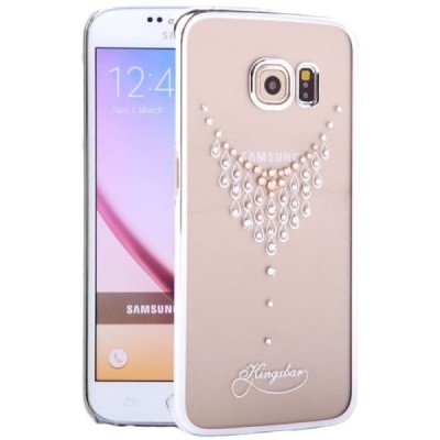 Samsung Galaxy S6 Edge (G925) Kingxbar Crystal Icon Pro Necklace Swarovski plastikinis skaidrus permatomas sidabrinis dėklas su 