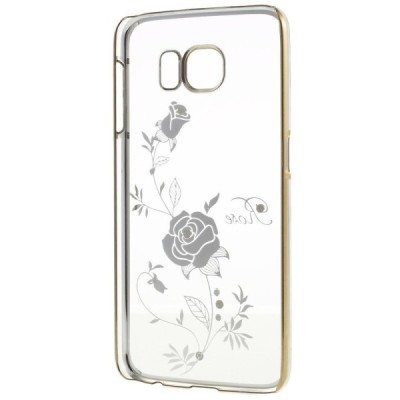 Samsung Galaxy S6 (G920) Kingxbar Crystal Icon Pro Rose Swarovski plastikinis skaidrus permatomas auksinis dėklas su kristalais 