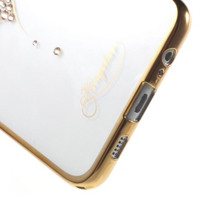 Samsung Galaxy S6 Edge+ (G928) Kingxbar Crystal Icon Pro Love Swarovski plastikinis skaidrus permatomas auksinis dėklas su krist