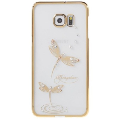 Samsung Galaxy S6 Edge+ elegants Kingxbar Crystal Dragonfly Swarovski dzidrs (caurspīdīgs) zelta plastmasas apvalks ar kristālie