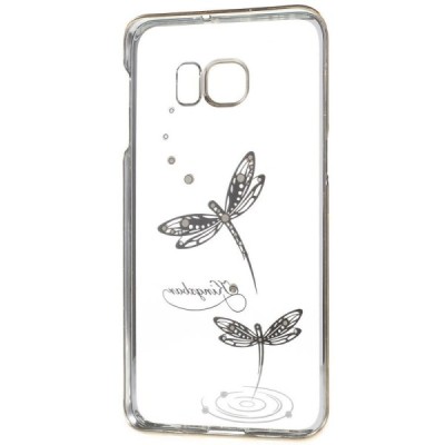 Samsung Galaxy S6 Edge+ elegants Kingxbar Crystal Dragonfly Swarovski dzidrs (caurspīdīgs) zelta plastmasas apvalks ar kristālie