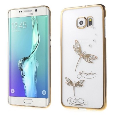 Samsung Galaxy S6 Edge+ elegants Kingxbar Crystal Dragonfly Swarovski dzidrs (caurspīdīgs) zelta plastmasas apvalks ar kristālie