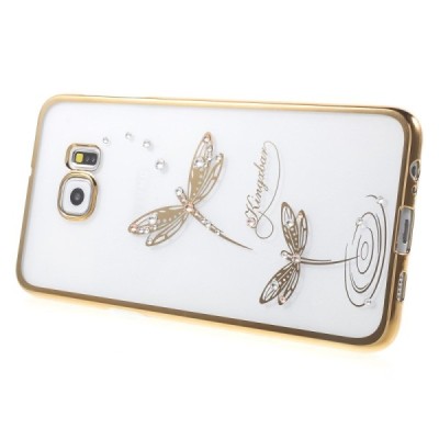 Samsung Galaxy S6 Edge+ elegants Kingxbar Crystal Dragonfly Swarovski dzidrs (caurspīdīgs) zelta plastmasas apvalks ar kristālie