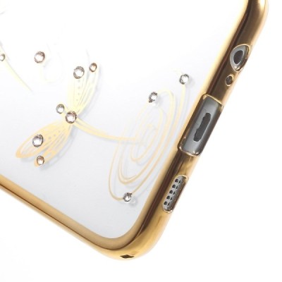 Samsung Galaxy S6 Edge+ elegants Kingxbar Crystal Dragonfly Swarovski dzidrs (caurspīdīgs) zelta plastmasas apvalks ar kristālie
