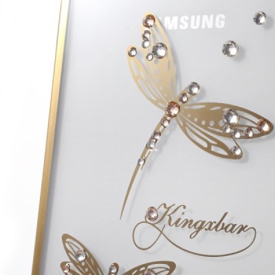Samsung Galaxy S6 Edge+ elegants Kingxbar Crystal Dragonfly Swarovski dzidrs (caurspīdīgs) zelta plastmasas apvalks ar kristālie