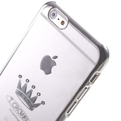 Apple iPhone 6S elegants X-Fitted Crystal Crown Swarovski dzidrs (caurspīdīgs) sudrabs plastmasas apvalks ar kristāliem / Vacins