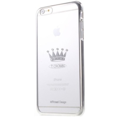 Apple iPhone 6 Plus (6s Plus) X-Fitted Crystal Icon Pro Crown Swarovski plastikinis skaidrus permatomas sidabrinis dėklas su kri