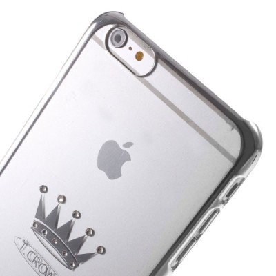 Apple iPhone 6s Plus elegants X-Fitted Crystal Crown Swarovski dzidrs (caurspīdīgs) sudrabs plastmasas apvalks ar kristāliem / V