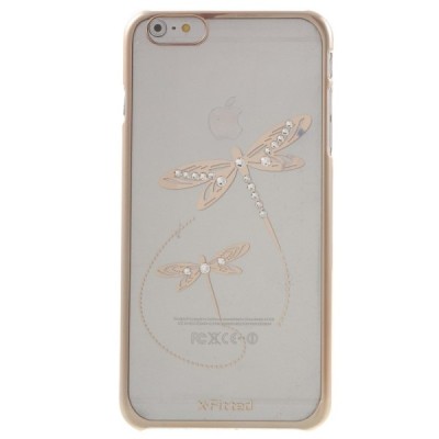 Apple iPhone 6s Plus elegants X-Fitted Crystal Dragonfly Swarovski dzidrs (caurspīdīgs) zelta plastmasas apvalks ar kristāliem /