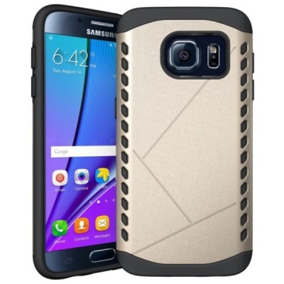 Sustiprintos apsaugos Samsung Galaxy S7 G930 auksinis kieto silikono (TPU) ir plastiko dėklas / Priedai.lt