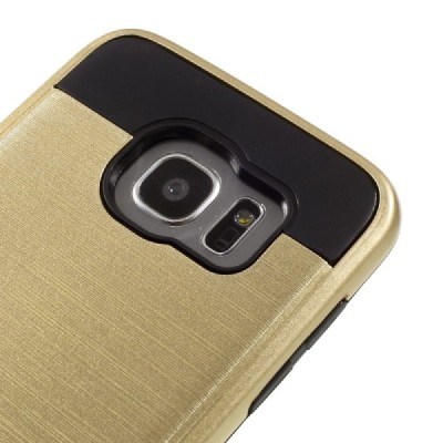 Sustiprintos apsaugos Samsung Galaxy S7 edge G935 auksinis kieto silikono (TPU) ir plastiko dėklas / Priedai.lt