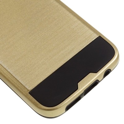 Sustiprintos apsaugos Samsung Galaxy S7 edge G935 auksinis kieto silikono (TPU) ir plastiko dėklas / Priedai.lt