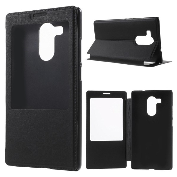 „Smart Window“ atverčiamas odinis dėklas - juodas (Mate 8)