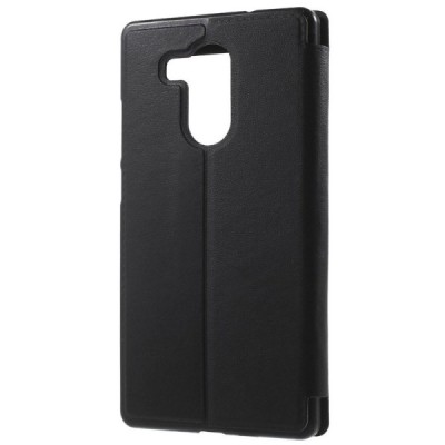 Huawei Mate 8 juodas odinis atverčiamas „Smart Window“ dėklas su langeliu / Priedai.lt