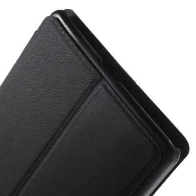 Huawei Mate 8 juodas odinis atverčiamas „Smart Window“ dėklas su langeliu / Priedai.lt