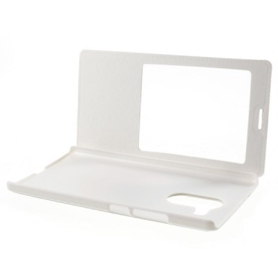 Huawei Mate 8 baltas odinis atverčiamas „Smart Window“ dėklas su langeliu / Priedai.lt