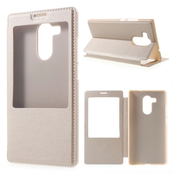 „Smart Window“ atverčiamas odinis dėklas - auksinis (Mate 8)