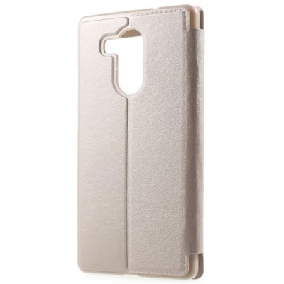 Huawei Mate 8 auksinis odinis atverčiamas „Smart Window“ dėklas su langeliu / Priedai.lt