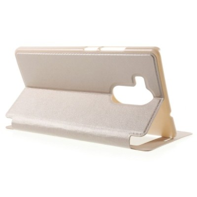 Huawei Mate 8 auksinis odinis atverčiamas „Smart Window“ dėklas su langeliu / Priedai.lt