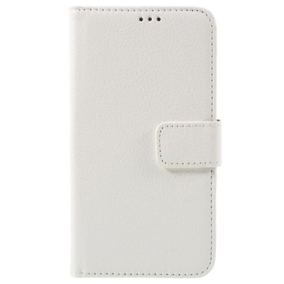 Huawei Y5 (Y560) atvēramais balts ādas Litchi maciņš - maks / Vacins.lv