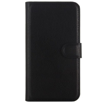 Huawei Y3 (Y336, Y3C) atvēramais melns ādas Litchi maciņš - maks / Vacins.lv