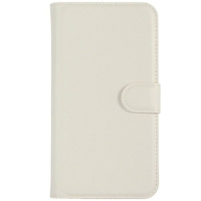 Huawei Y3 (Y336, Y3C) atvēramais balts ādas Litchi maciņš - maks / Vacins.lv