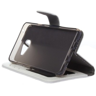 Samsung Galaxy A5 2016 (A510F) atvēramais ādas balts maciņš (maks) / Vacins.lv