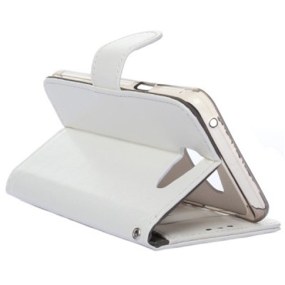 Samsung Galaxy A5 2016 (A510F) atvēramais ādas balts maciņš (maks) / Vacins.lv