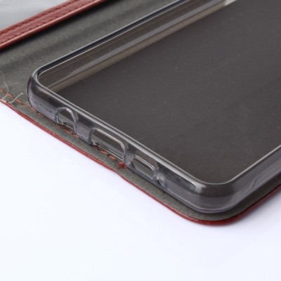 Samsung Galaxy A5 2016 (A510F) atverčiamas rudas odinis dėklas - piniginė / Priedai.lt