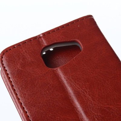 Samsung Galaxy A5 2016 (A510F) atverčiamas rudas odinis dėklas - piniginė / Priedai.lt