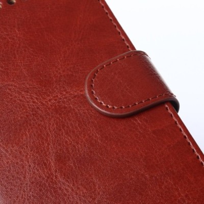 Samsung Galaxy A5 2016 (A510F) atverčiamas rudas odinis dėklas - piniginė / Priedai.lt