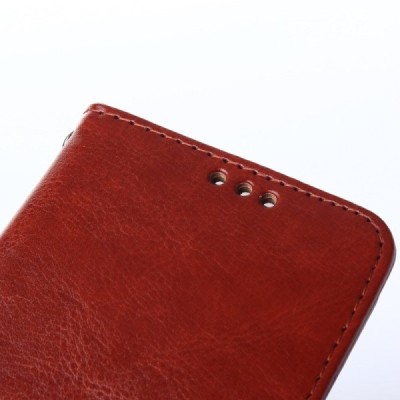 Samsung Galaxy A5 2016 (A510F) atverčiamas rudas odinis dėklas - piniginė / Priedai.lt