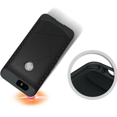 Huawei Nexus 6P pastiprinātas aizsardzības melns apvalks / Vacins.lv