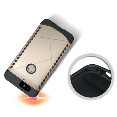 Sustiprintos apsaugos Samsung Huawei Nexus 6P auksinis kieto silikono (TPU) ir plastiko dėklas / Priedai.lt