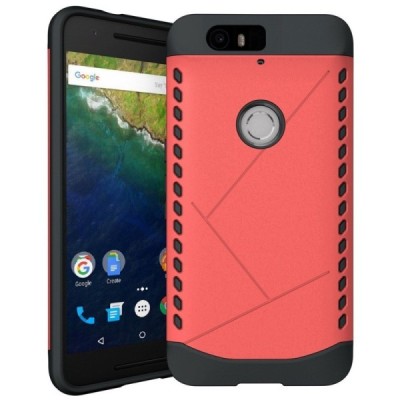 Sustiprintos apsaugos Samsung Huawei Nexus 6P raudonas kieto silikono (TPU) ir plastiko dėklas / Priedai.lt