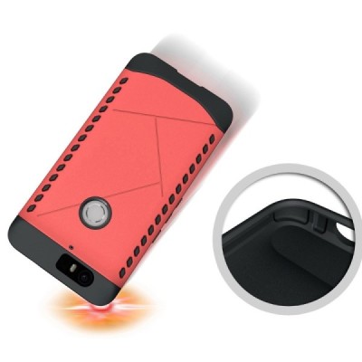 Sustiprintos apsaugos Samsung Huawei Nexus 6P raudonas kieto silikono (TPU) ir plastiko dėklas / Priedai.lt