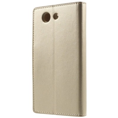 Sony Xperia Z3 Compact Mercury Sonata atvērams zelta ādas futrālis - maciņš / Vacins.lv