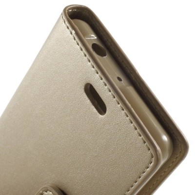 Sony Xperia Z3 Compact Mercury Sonata atvērams zelta ādas futrālis - maciņš / Vacins.lv