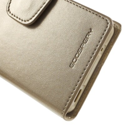 Sony Xperia Z3 Compact Mercury Sonata atvērams zelta ādas futrālis - maciņš / Vacins.lv