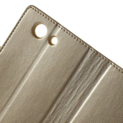 Sony Xperia Z3 Compact Mercury Sonata atvērams zelta ādas futrālis - maciņš / Vacins.lv