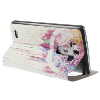 Atvēramais LG G3 rakstains maciņš - balts / Vacins.lv