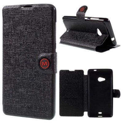 „Meilate“ atverčiamas juodas Microsoft Lumia 535 dėklas (Dėkliukas) / Priedai.lt